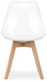 Étkező szett 1 + 4, fehér ADRIA asztal 120x80 cm + átlátszó BALI MARK szék bükk lábakkal