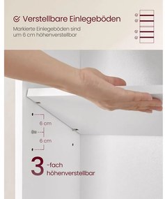 VASAGLE könyvespolc 24 × 60 × 178,5 cm, fehér színben