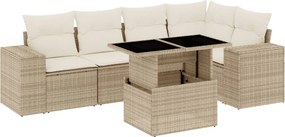 vidaXL 6 részes bézs polyrattan kerti ülőgarnitúra párnával