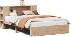 vidaXL tömör fenyőfa könyvespolcos ágy matrac nélkül 140 x 200 cm