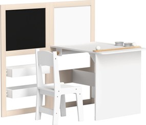 AIYAPLAY 2 részes Gyermek Íróasztal és Szék Szett - Gyerekasztal Székkel és Hajtható Festőállvány Asztal a 3 Év Feletti Gyerekeknek Polccal és Papírte