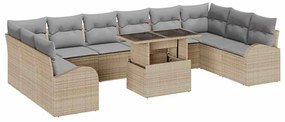 vidaXL Kerti Kanapé Szett 11 pcs Beige és Világosszürke polirattan