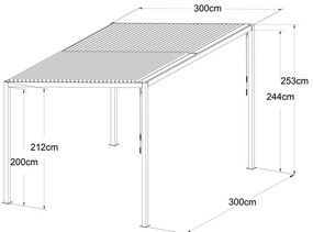 Félnyeregtetős bioklimatikus pergola lamellákkal 3 x 3 M