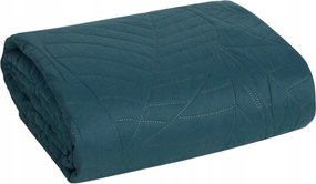 Ágytakaró BONI/6 170x210 türkiz levél mintás vastag steppelt pléd