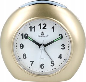 Ébresztőóra Perfect arany 9,5cmt Jól olvasható számlap Hangos riasztás 4 elem