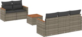 vidaXL 6 részes szürke polyrattan kerti ülőgarnitúra párnákkal
