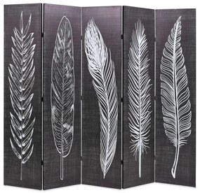fekete-fehér toll mintás paraván 200 x 170 cm