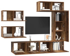 TV szekrény garnitúra 6 pcs Régi fa 30.5 x 30 x 90 cm Faanyag