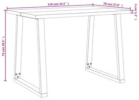 tömör akácfa étkezőasztal természetes éllel 110 x 70 x 75 cm