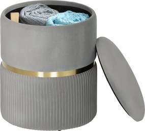 HOMCOM kerek velúr hatású tárolós puff levehető tetővel — 36,1 x 36,1 x 43,9 cm, világosszürke | Aosom