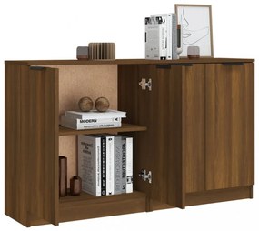 2 db barna tölgyszínű szerelt fa tálalóasztal 60 x 30 x 70 cm