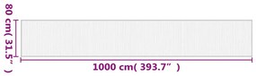négyszögletű világos természetes bambusz szőnyeg 80 x 1000 cm