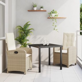 Kert étkező szett 3 pcs Bézs polirattan