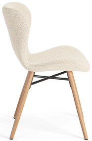 MAZZONI EXPORT ALTEA Crème (tissu Monza 90)/pieds en chêne naturel - CHAISE MODERNE BOUCLÉ POUR SALON/SALLE À MANGER/CUISINE/BUREAU
