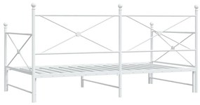 Daybed with Trundle without Mattress White 100x190 cm acél