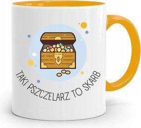 Sárga Bögre Méhésznek Ajándék Kincs, fényképes nyomattal