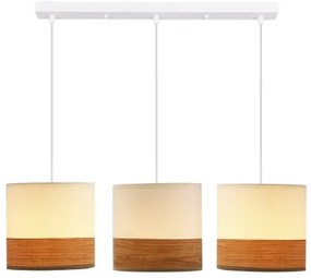 Csillár zsinóron BIANCO 3xE27/40W/230V fehér/barna