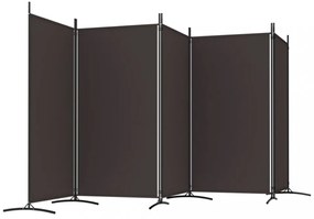 5 paneles barna szövet térelválasztó 433 x 180 cm