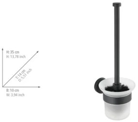 WENKO 24243100-WC-kefe BOSIO BLACK 10x35 cm rozsdamentes acél/ezüst/szatén