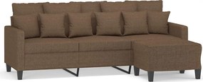 vidaXL 3 személyes barna szövet kanapé lábtartóval 180 cm