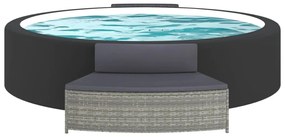 2 db szürke polyrattan pezsgőfürdő pad párnával