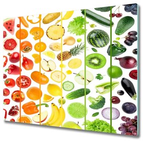 Üveg vágódeszka Gyümölcsök és zöldségek 60x52 cm