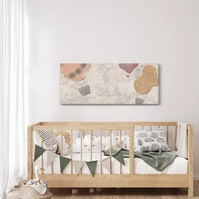 Kép - léggömbök a város felett , meleg tónusok (120x50 cm)