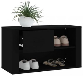 fekete szerelt fa cipősszekrény 80x35x45 cm