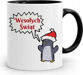 Fekete Karácsonyi Bögre Mikulásra, fényképes nyomtatással