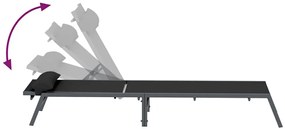 Napozó 1-személy Fekete 197 x 54 x 86 cm Acél és textilén