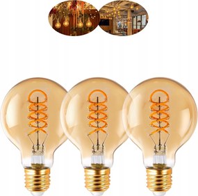 3x Led izzó E27 Filament 4W 2700K Meleg arany Dekoratív szín