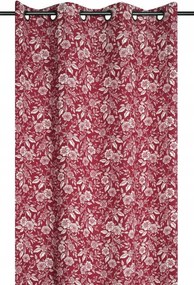 Kész függöny Bibury 140x260 cm piros Boho virágok karikás átvezetők