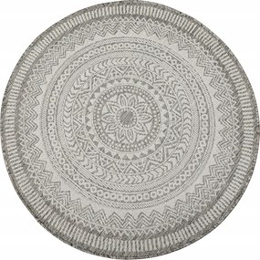 Kültéri Kerek Zsinóros Szőnyeg Bézs Rozetta Erkélyre Farmer Átm. 140 cm