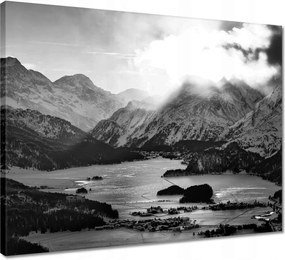 Vászonkép 50x40 Falu Sils Maria kilátás