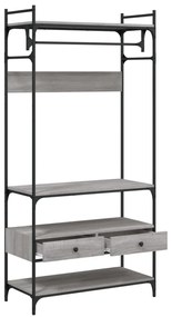 szürke sonoma szerelt fa ruhásszekrény fiókokkal 89x39x184,5 cm