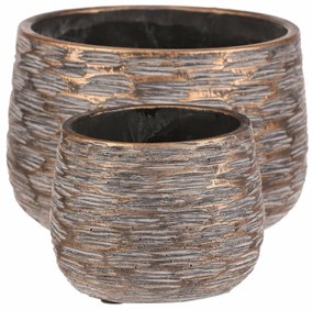 Rýha beton virágtartó készlete, 2 db, szürke, magasság 12 cm