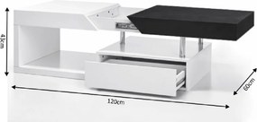 Dohányzó asztal, fehér fény/szürke fa design, MELIDA