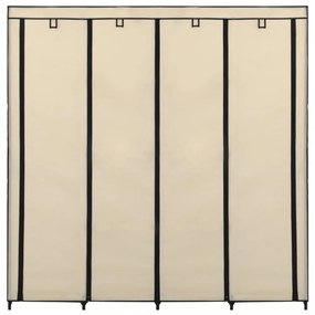 krémszínű ruhásszekrény 4 tárolórekesszel 175 x 45 x 170 cm