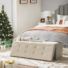 Puff, Összecsukható tárolópad 110 x 38 x 38 cm, bézs