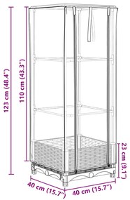 rattan megjelenésű magaságyás melegháztakaróval 40x40x123 cm