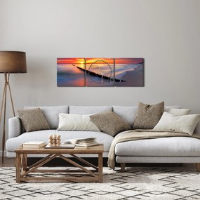 Kép - Naplemente, Balti tenger, Lengyelország (órával) (90x30 cm)