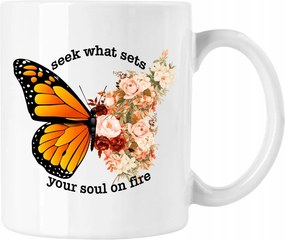 Pillangó bögre Művészet Virágok 4 Fehér 330ml