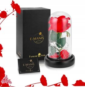 Világító Örök Vörös Rózsa Kupolában 20,5CM Valentin Napi Ajándék