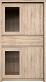 Vitrines szekrény, DTD laminált, tölgy sonoma, NORTY TYP 7