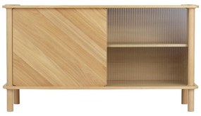 Natúr színű tölgyfa tálalószekrény tolóajtóval 135x73,5x48 cm Italic – UMAGE