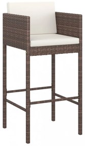 4 db barna polyrattan bárszék párnákkal