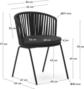Fekete fém kerti szék Saconca – Kave Home