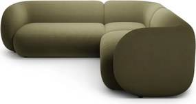 Zöld bársony sarokkanapé Kate – Micadoni