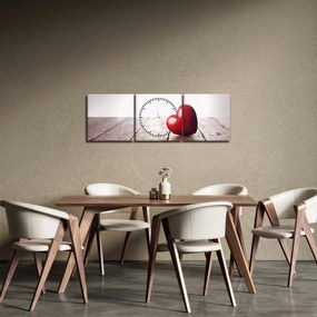 Egy fából készült szív képe (órával) (90x30 cm)