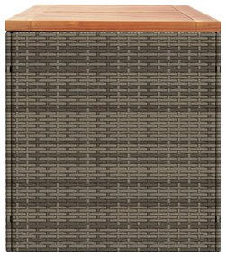 szürke polyrattan és akácfa kerti tárolóláda 220 x 50 x 54 cm